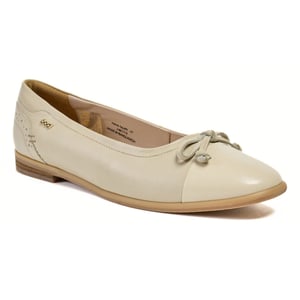 Pod Priya Leren Dames Taupe Ballerina's