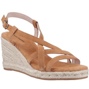 Hush Puppies Jenny Espadrille Wedge Suède Dames Tan Hakken