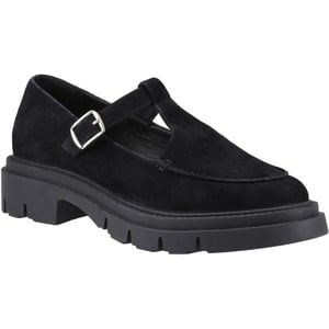 Hush Puppies Nella T-Bar Suède Dames Zwarte Schoenen
