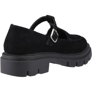 Hush Puppies Nella T-Bar Suède Dames Zwarte Schoenen