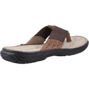 Hush Puppies Alan Toepost Leer Heren Tan Flip-Flops