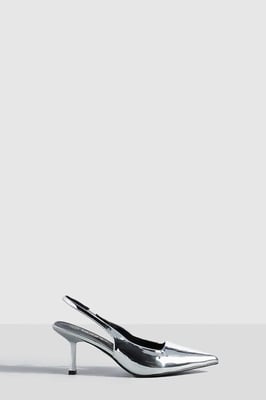 Metallic Low Stiletto Slingback Court Shoe