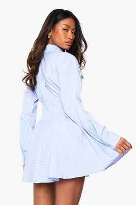 Stripe Corset Detail Shirt Dress