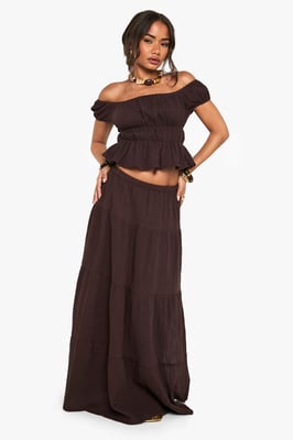 Crinkle Cotton Maxi Skirt