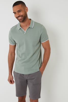 Pale Green Cotton Trophy Neck Polo Shirt