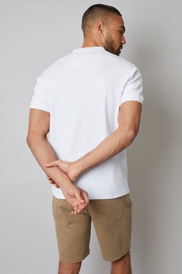White Textured Cotton Short Sleeve Polo Shirt