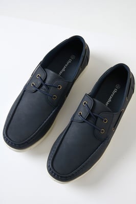 Navy Faux Suede Boat Shoes