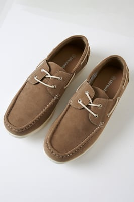 Stone Faux Suede Boat Shoes