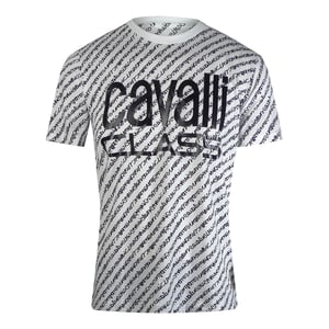 Cavalli Class Vit T-shirt Med Bold Logotyp