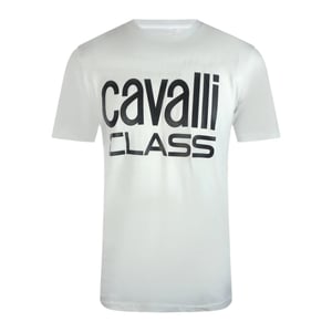 Cavalli Class Bold Brand White T-shirt