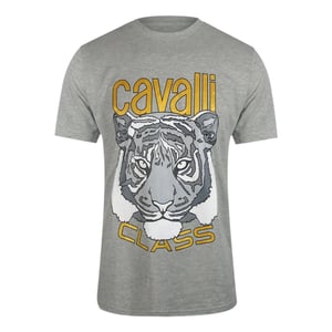 Cavalli Class Bold Tiger Graphic Grey Melange T-shirt