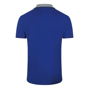Cavalli Class Striped Collar Iris Blue Polo Shirt
