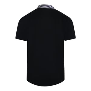 Cavalli Class Striped Collar Black Polo Shirt