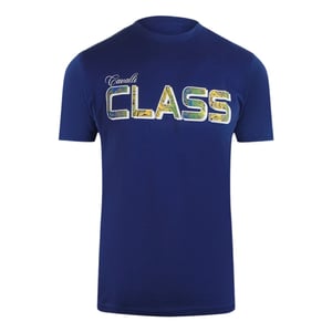 Cavalli Class Vibrant Floral Logo Blue T-shirt