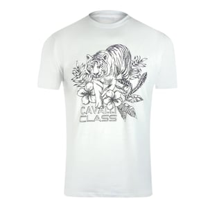 Cavalli Class Tiger Floral Logo White T-shirt