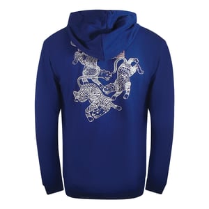 Cavalli Class Traditionele Stijl Luipaardontwerp Irisblauwe Hoodie Met Ritssluiting