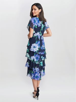 Marie Midi Printed Tiered Dress
