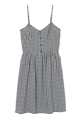 Black White Gingham Strappy Summer Dress