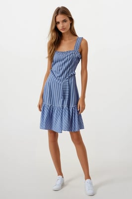 Blue Stripe Short Sundress
