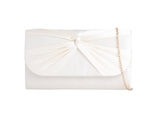 Ruched Satin Clutch in Ivory