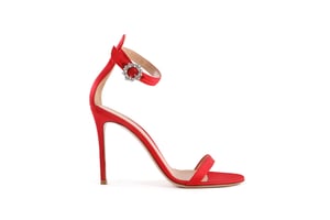 Gianvito Rossi Portofino 100 Crystal-Embellished Red Satin Sandals