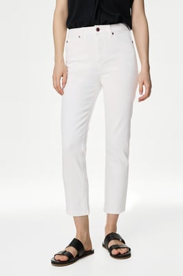 White Slim Ankle Grazer Jeans