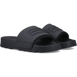 Hunter Core Embossed Slider Polyester Zwarte Slippers