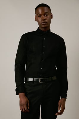Black Wing Collar Dress Shirt