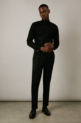 Black Wing Collar Dress Shirt