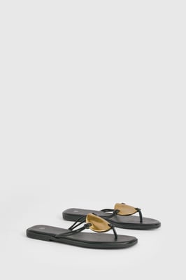 Metal Trim Detail Flat Sandals