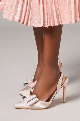 Wide Fit Tamara Satin Bow Sling Back Stiletto Court Shoes