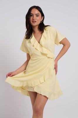 Lemon Cami Woven Frill Tea Dress With Lining