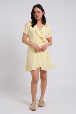 Lemon Cami Woven Frill Tea Dress With Lining
