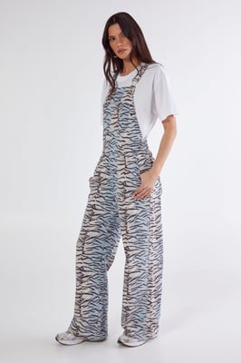 Denim Tiger Print Dungarees