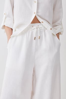 Linen Wide Leg Woven Trouser