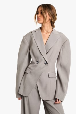 Woven Tailored Barrel Sleeve Wrap Blazer