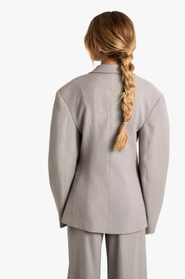 Woven Tailored Barrel Sleeve Wrap Blazer