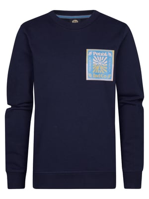 Petrol Industries - Jongens Backprint Sweater Surfviewstone - Blauw