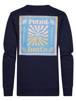 Petrol Industries - Jongens Backprint Sweater Surfviewstone - Blauw