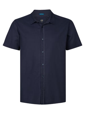Petrol Industries - Heren Plus size effen linnen overhemd Mahiway - Blauw