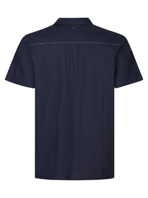 Petrol Industries - Heren Plus size effen linnen overhemd Mahiway - Blauw