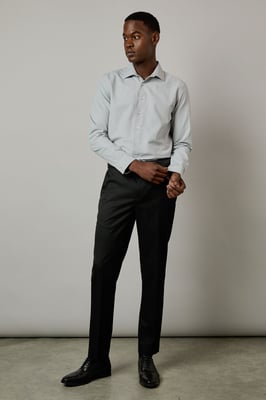 Dark Grey Dobby Slim Fit Long Sleeve Shirt