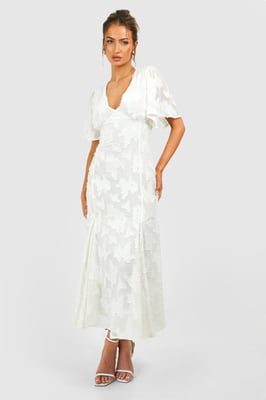 Burnout Floral Angel Sleeve Midaxi Dress