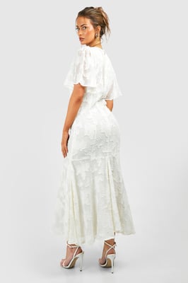 Burnout Floral Angel Sleeve Midaxi Dress