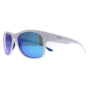 Smith Rectangle Unisex Matte White Blue Mirror Holiday