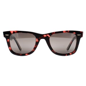Ray-Ban Rectangle Unisex Transparent Pink Havana Silver Chromance Wayfarer 2140