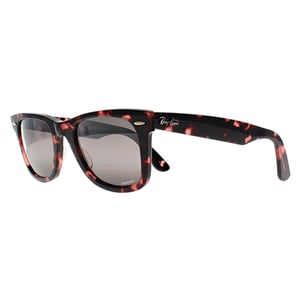 Ray-Ban Rectangle Unisex Transparent Pink Havana Silver Chromance Wayfarer 2140