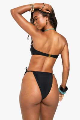 Bead Trim Bandeau Bikini Top & Tie Side Bikini Bottoms Set