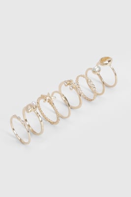 Gold Starfish Shell 8 Pack Rings