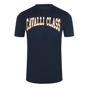 Cavalli Class Varsity Logo Marineblauw T-shirt